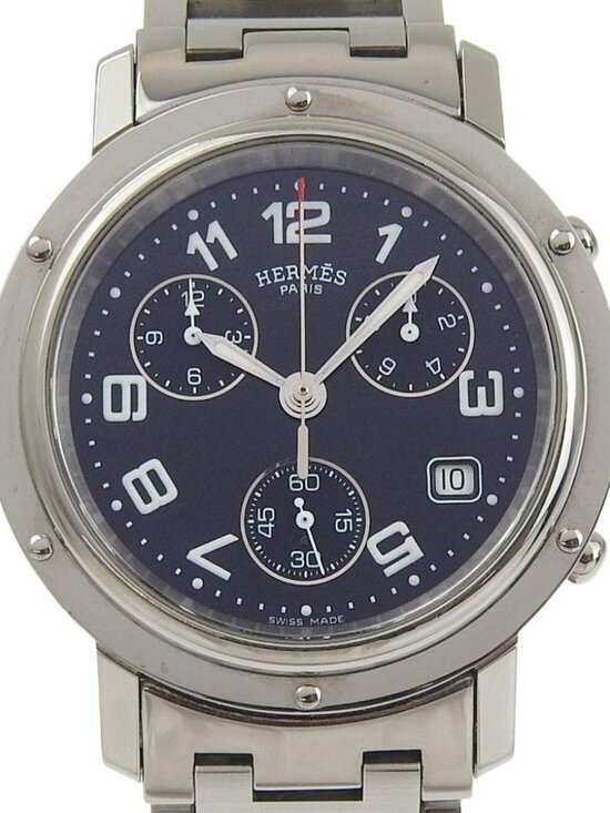 HERMES Clipper Watches CL1.910 blackDial Stainless Steel Quartz Chronograp... main image 13